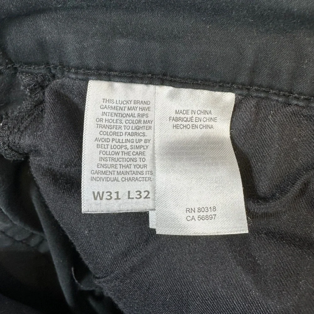 Lucky Brand 121 Slim Straight Jeans Mens Size 31x32 Black Denim Pants